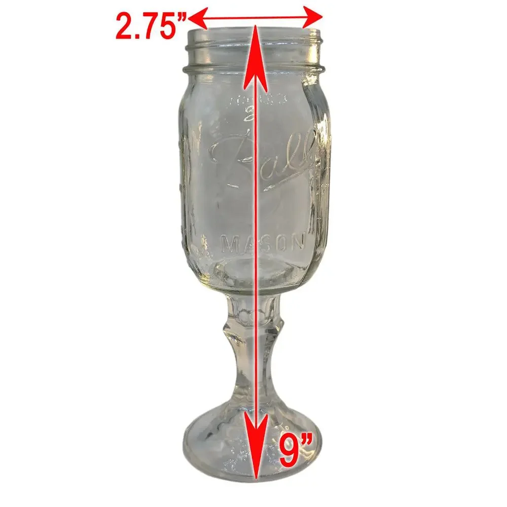 Ball Mason Jar Redneck Hillbilly Wine Glass Goblet Pedestal Drinkware Vintage